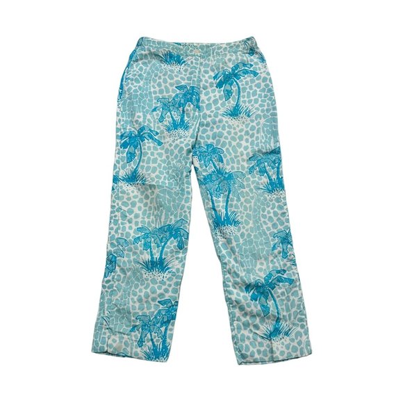 Lilly Pulitzer Aqua Palm Wide Leg Pants - Picture 1 of 9